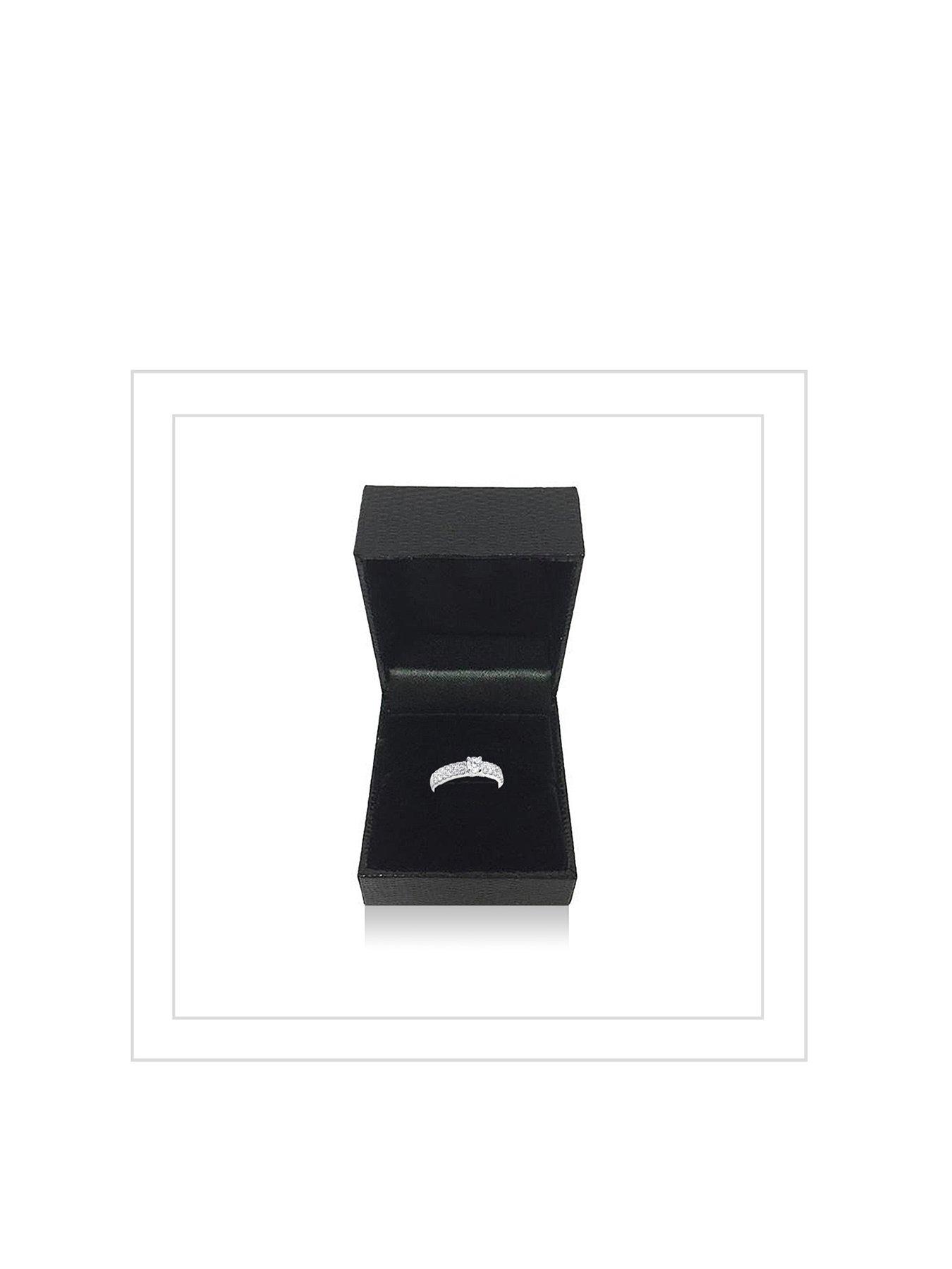 Image 4 of 5 of Love DIAMOND 9ct White Gold 1ct Two-Row Diamond Solitaire Ring with Set Shoulders