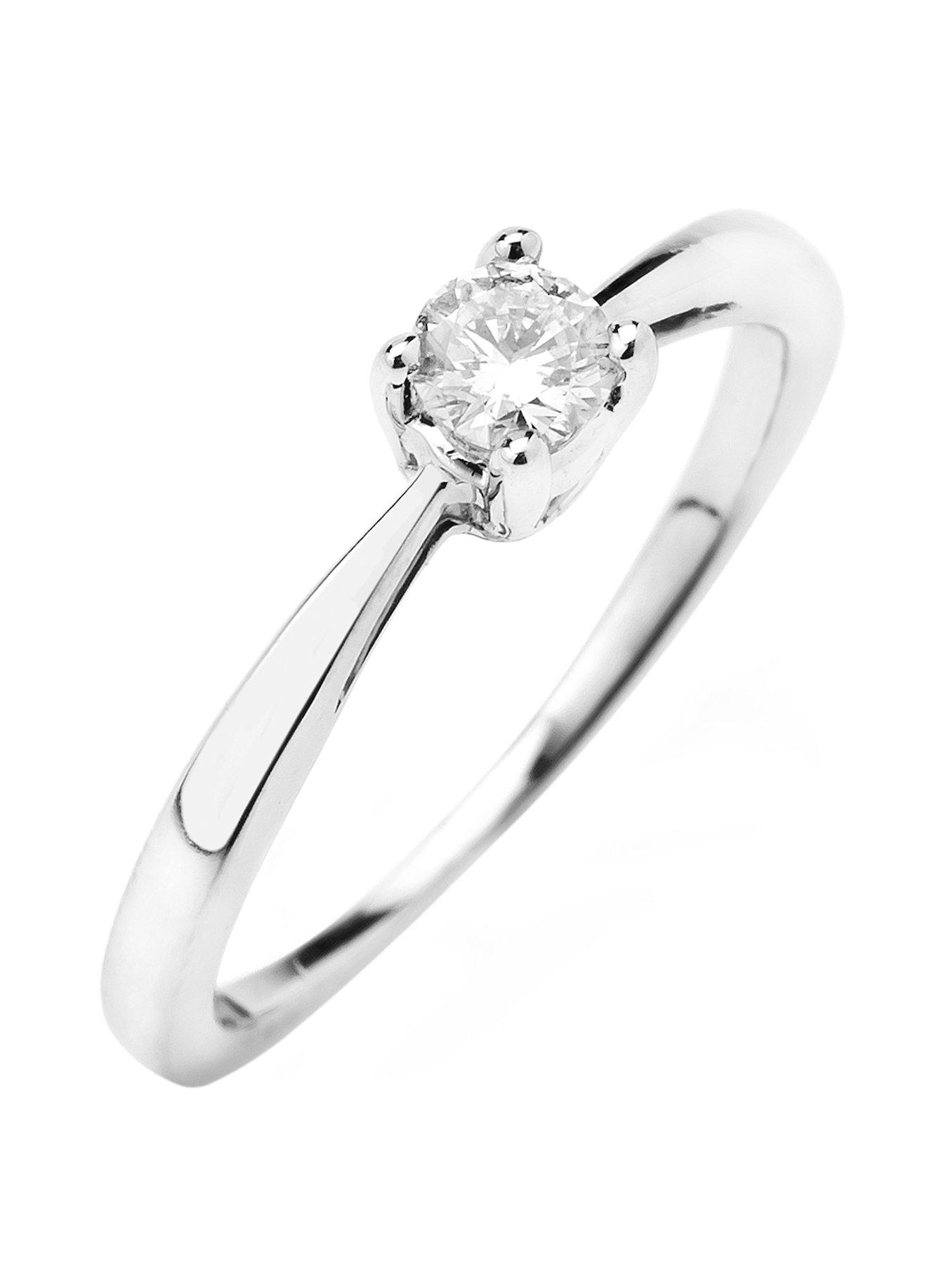 Product photograph of Love Diamond 9ct Gold 1 3 Carat Diamond Solitaire Engagement Ring from very.co.uk