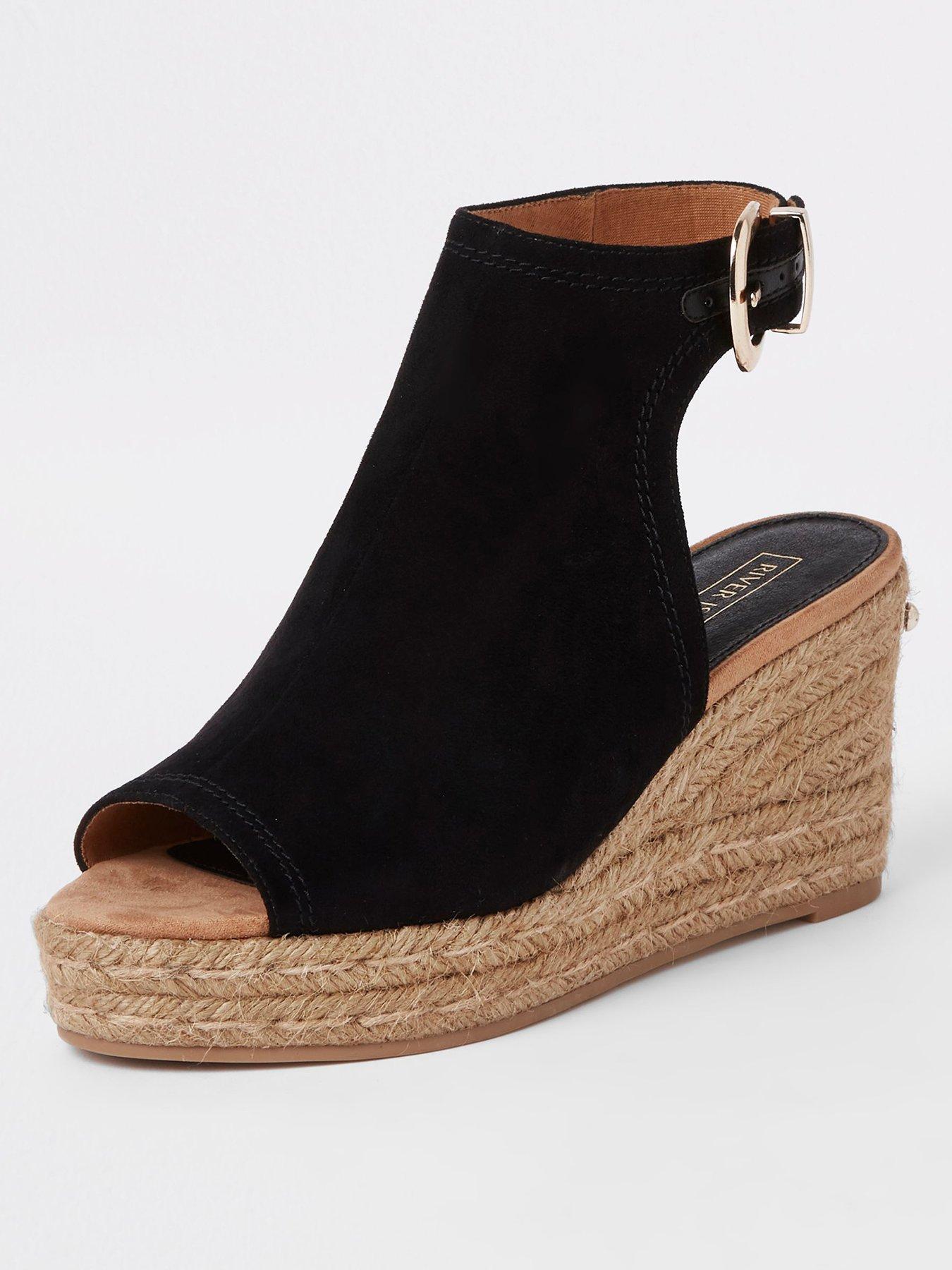 black espadrille wedges