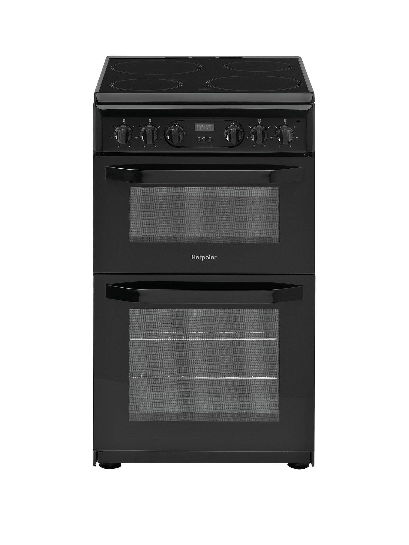 Product photograph of Hotpoint Hd5v93ccb 50cm Wide Electric Double Oven Cooker - Black from very.co.uk
