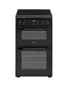 Hotpoint Hd5V93Ccb 50Cm Wide Electric Double Oven Cooker - Black