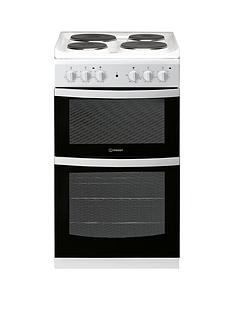 Indesit ID5E92KMW 50cm Electric Solid PlateTwin Cavity Single Oven Cooker - White