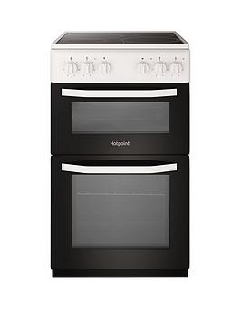 Hotpoint Hd5V92Kcw 50Cm Wide Electric Twin Cavity Single Oven Cooker - White