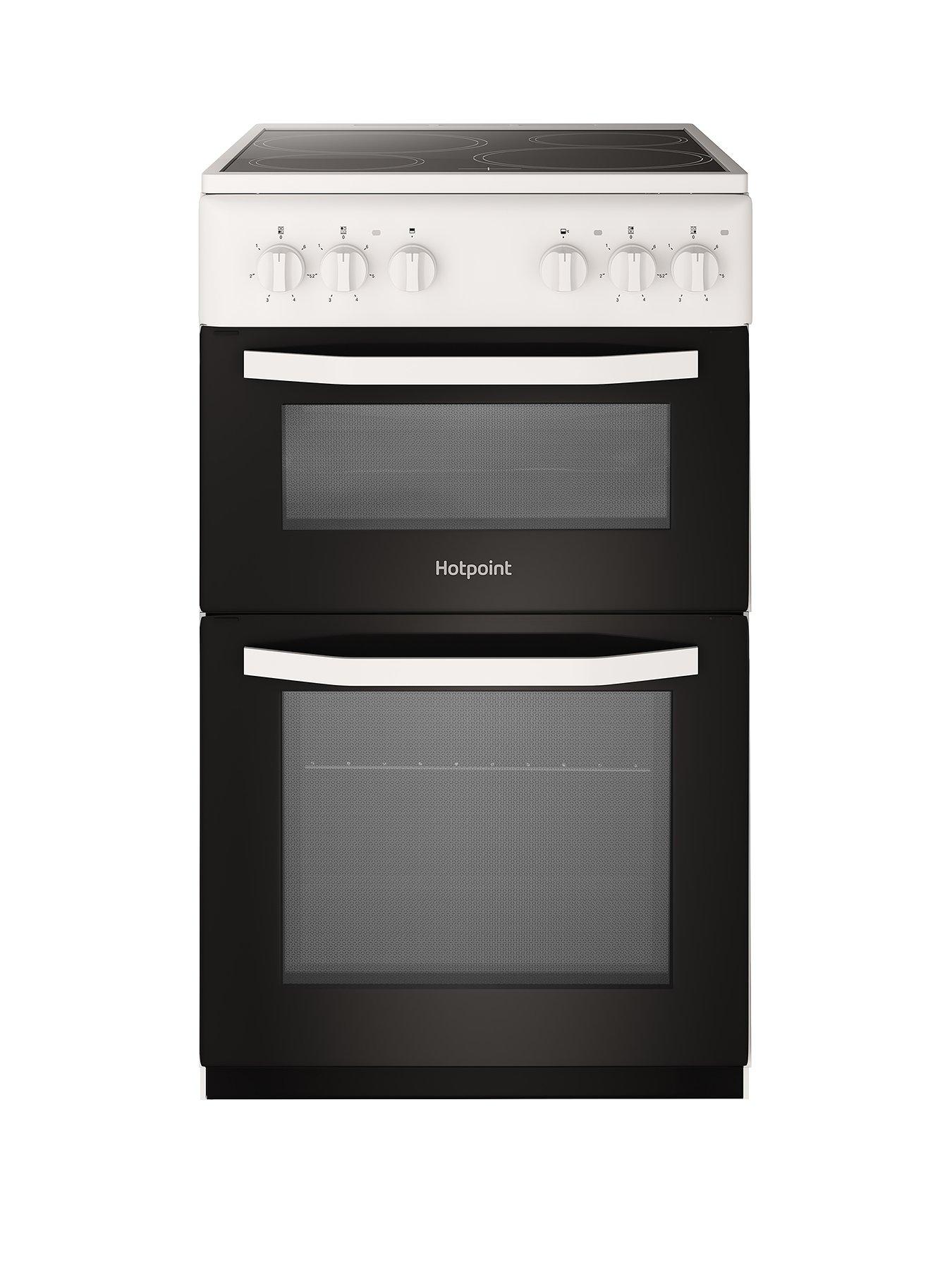 Image 1 of 7 of Hotpoint HD5V92KCW 50cm&nbsp;Wide Electric Twin Cavity Single Oven Cooker - White