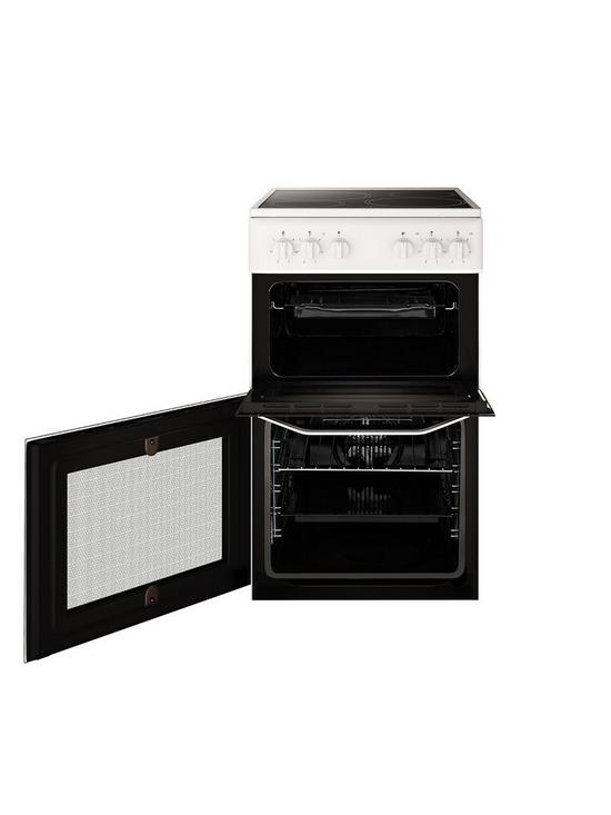 stillFront image of hotpoint-hd5v92kcw-50cmnbspwide-electric-twin-cavity-single-oven-cooker-white