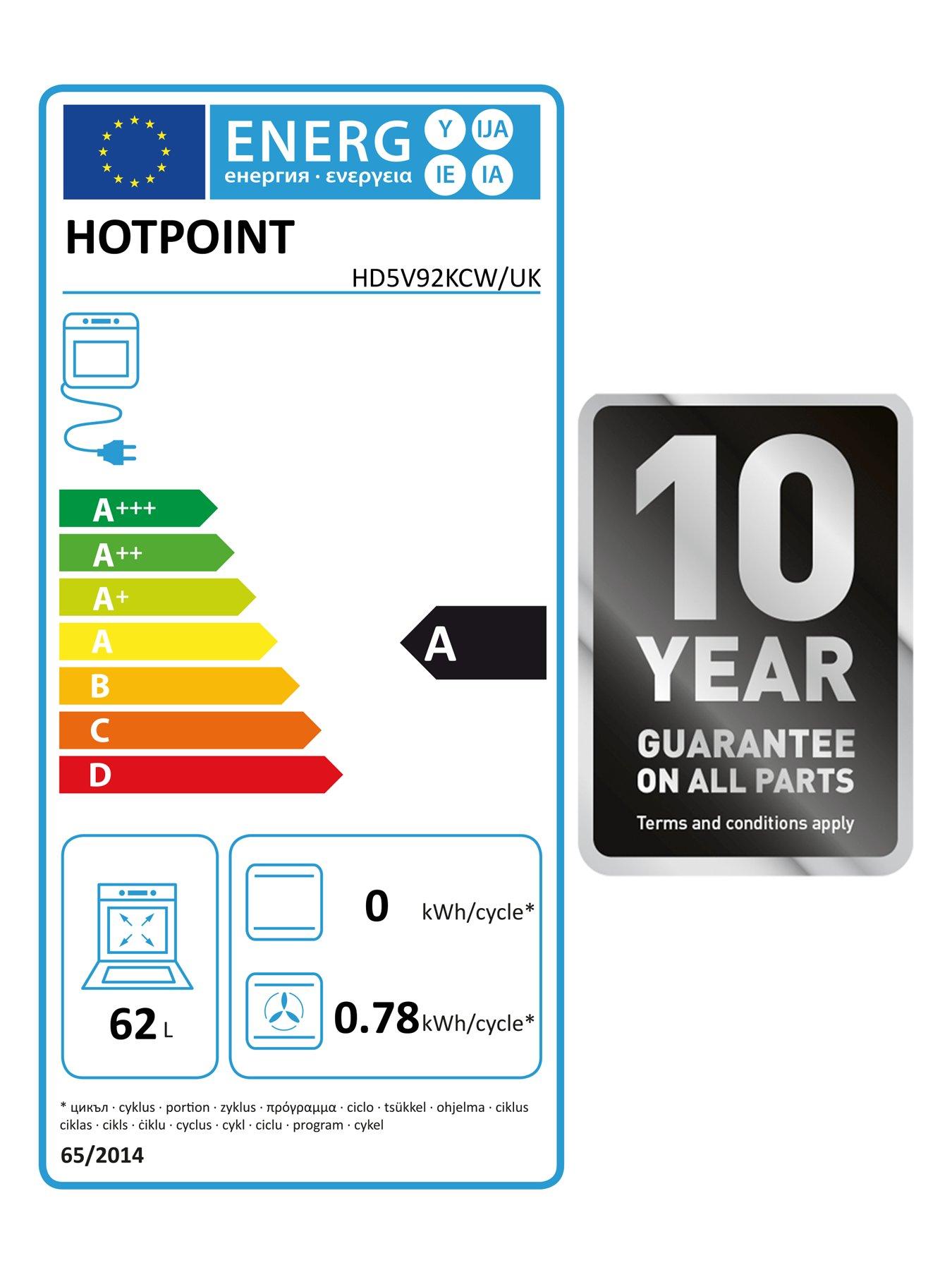 Image 7 of 7 of Hotpoint HD5V92KCW 50cm&nbsp;Wide Electric Twin Cavity Single Oven Cooker - White