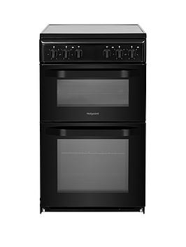 Hotpoint Hd5V92Kcb 50Cm Wide Electric Twin Cavity Single Oven Cooker - Black