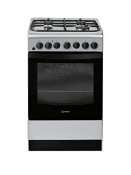 indesit is5g4phss 50cm dual fuel single oven cooker - stainless steel