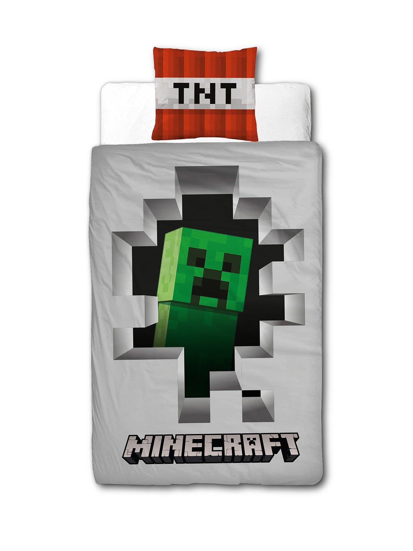 Cot Bed Duvet Cover 2 In 1 Design Minecraft Creeper Game Single