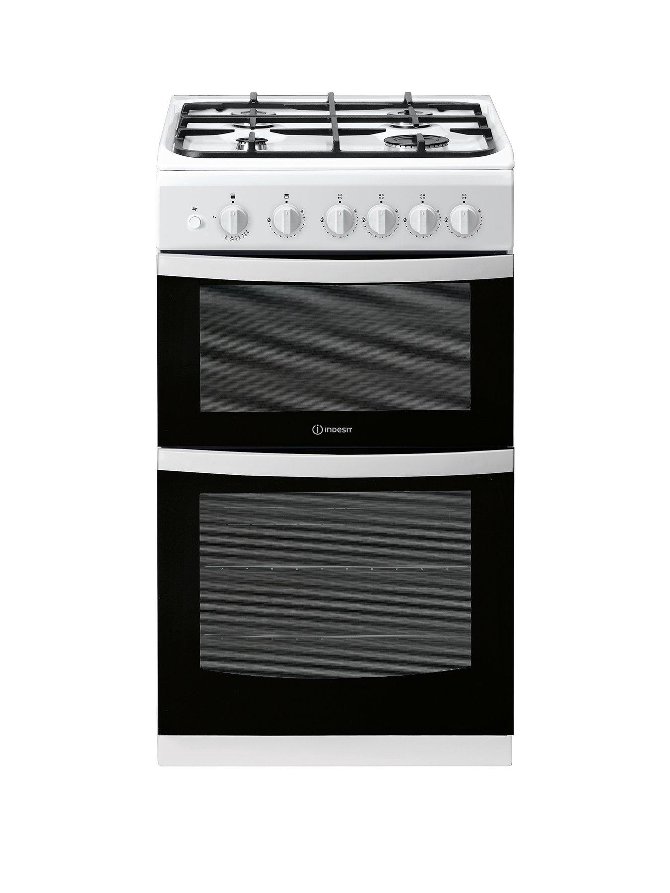 Image 1 of 8 of Indesit ID5G00KMW 50cm Wide&nbsp;Twin Cavity Single Oven Gas&nbsp;Cooker - White