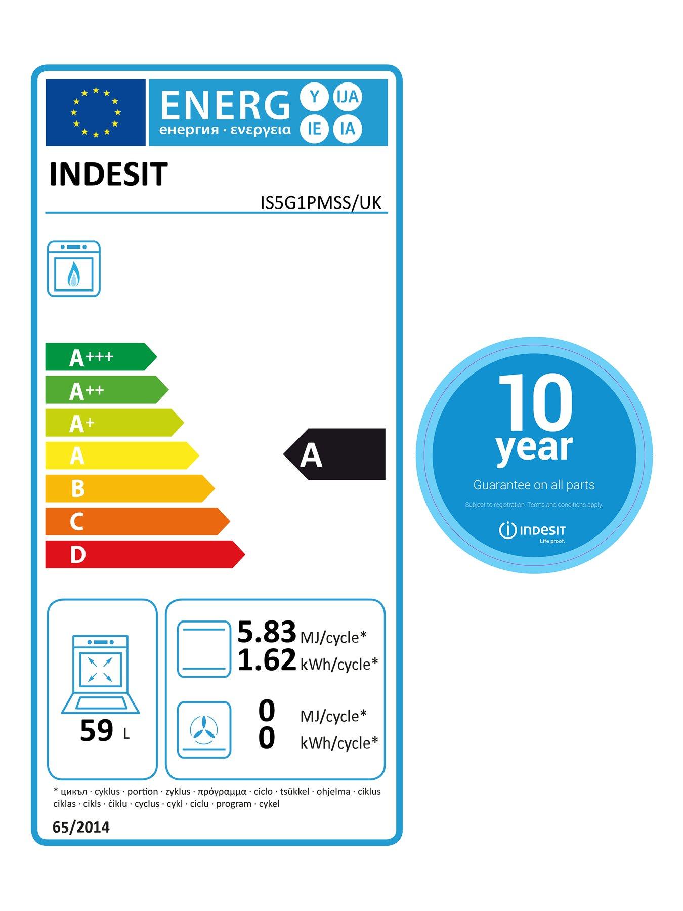 Image 7 of 8 of Indesit IS5G1PMSS 50cm Gas Single Oven Cooker - Silver