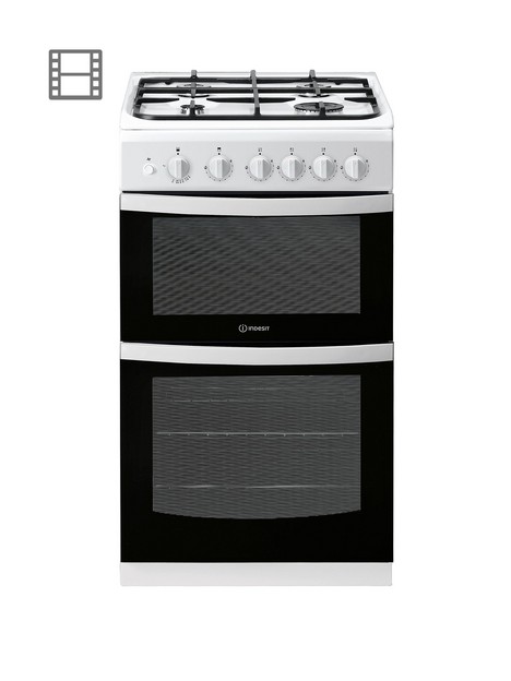 indesit-id5g00kmwl-50cm-twin-cavity-gas-cooker-without-grill-white