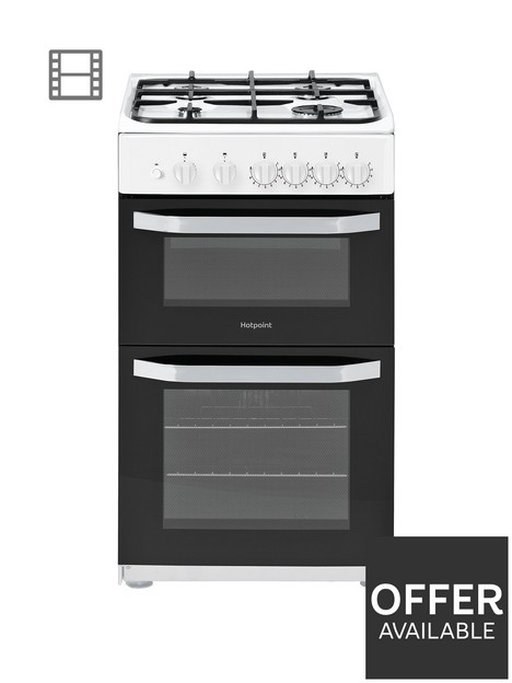 hotpoint-hd5g00kcw-50cm-wide-gas-cooker-with-grill-white