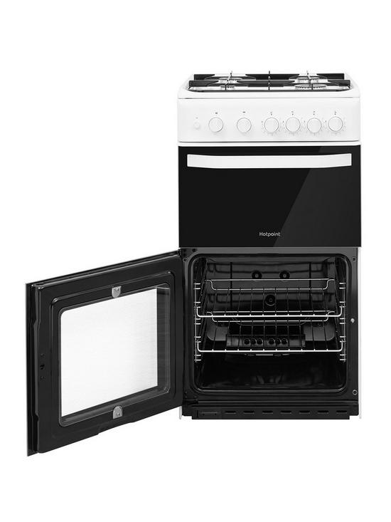 stillFront image of hotpoint-hd5g00kcw-50cm-wide-gas-cooker-with-grill-white