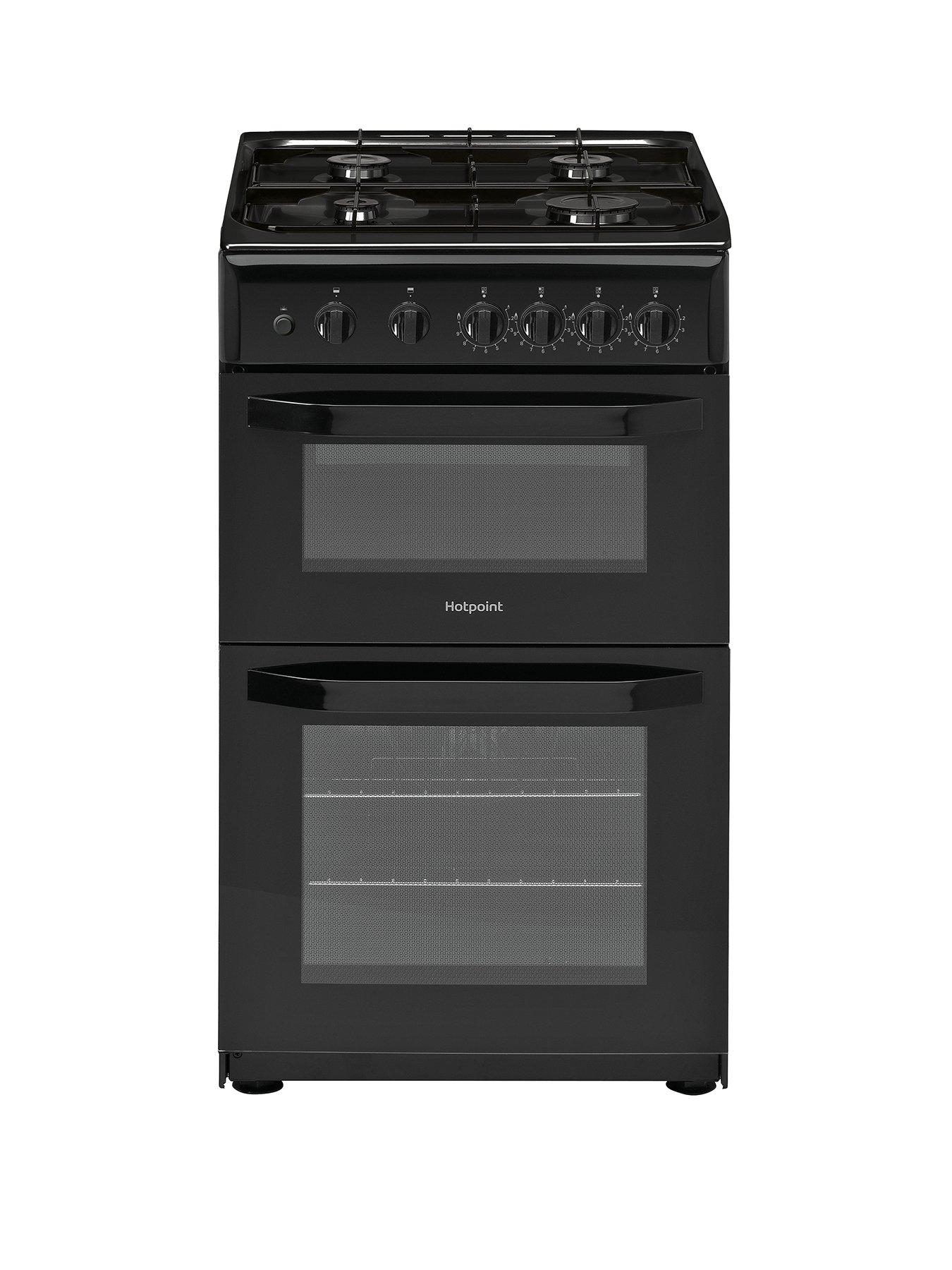 Product photograph of Hotpoint Hd5g00kcb 50cm Wide Gas Cooker With Grill - Black from very.co.uk