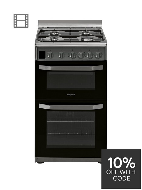 hotpoint-hd5g00ccx-50cmnbspwide-gas-double-oven-cooker-stainless-steel