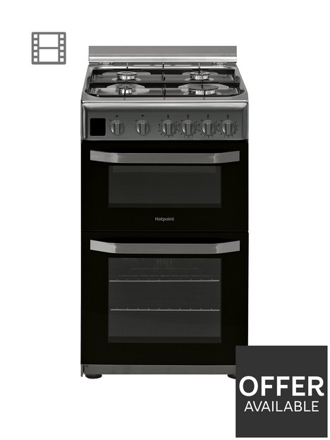 hotpoint-hd5g00ccx-50cmnbspwide-gas-double-oven-cooker-stainless-steel