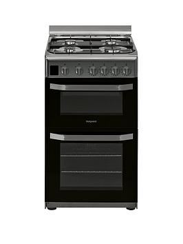 Hotpoint Hd5G00Ccx 50Cm Wide Gas Double Oven Cooker - Stainless Steel