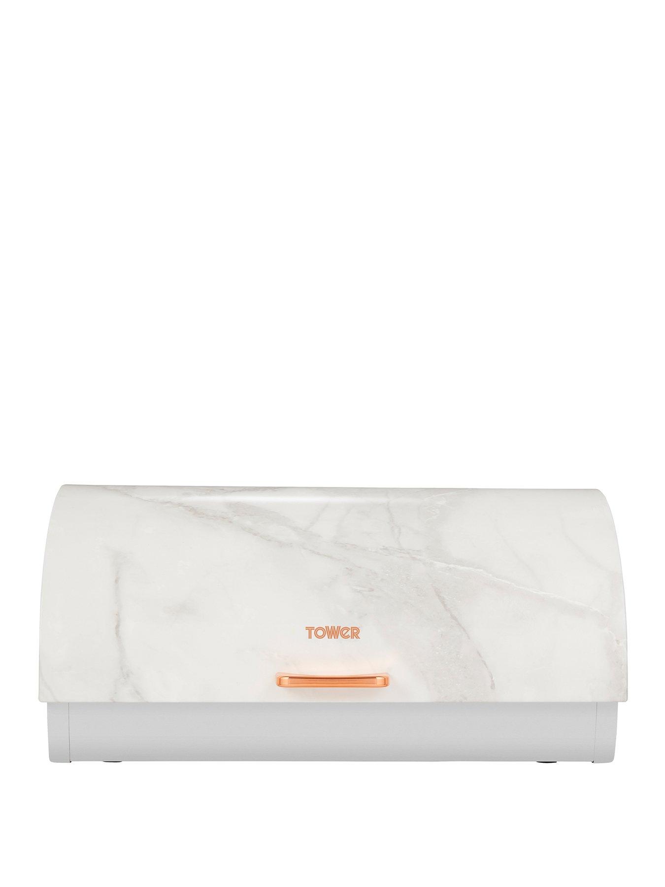 Tower Marble Rose Gold Edition Roll Top Bread Bin very.co.uk
