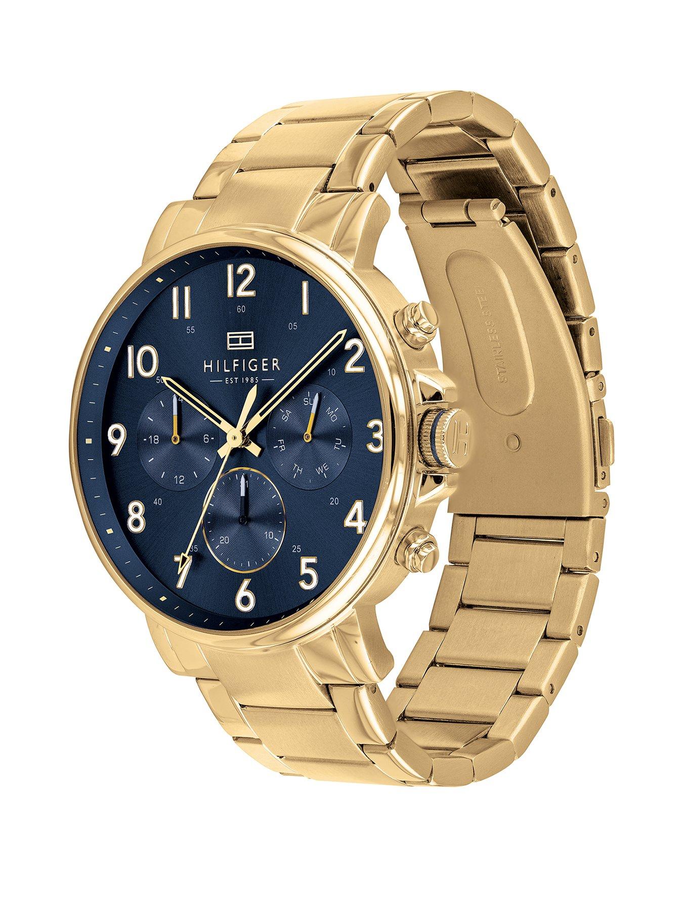 tommy hilfiger gold and blue watch