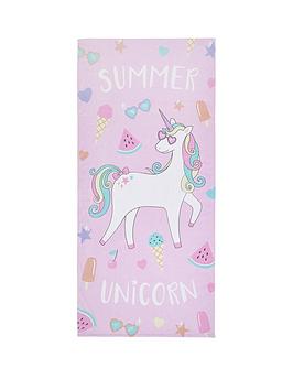 Product photograph of Catherine Lansfield Unicorn Beach Towel from very.co.uk