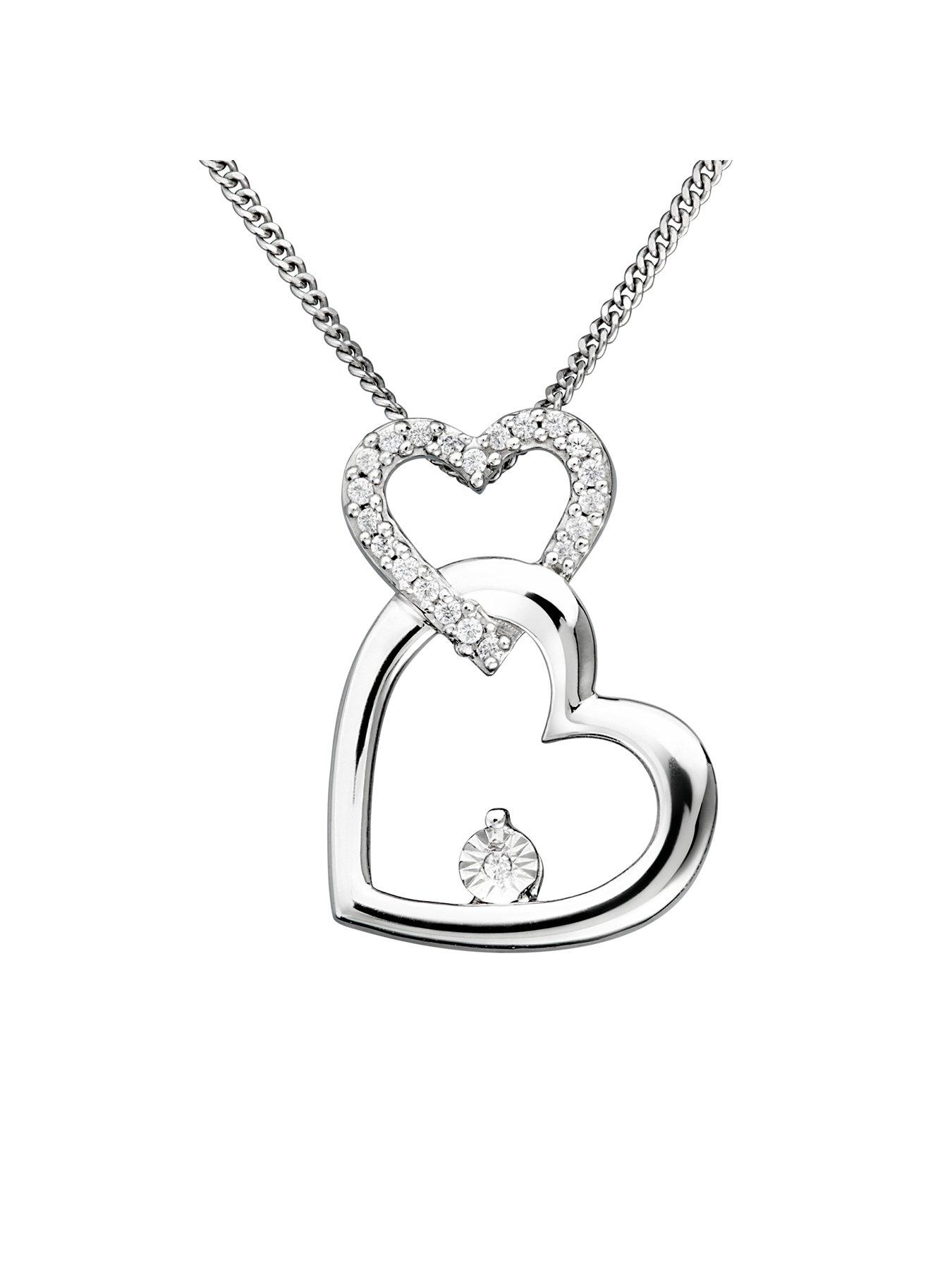 Love Diamond Sterling Silver Diamond Set Interlocking Hearts Pendant Necklace review