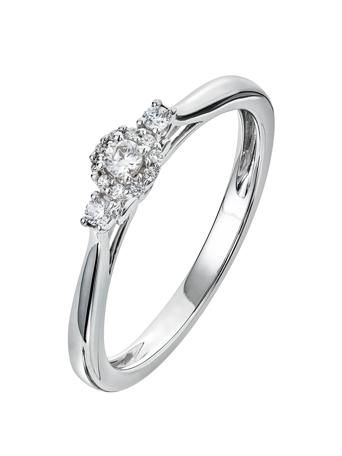 Jewellery & watches 9ct White Gold 11 Point Diamond Trilogy Ring