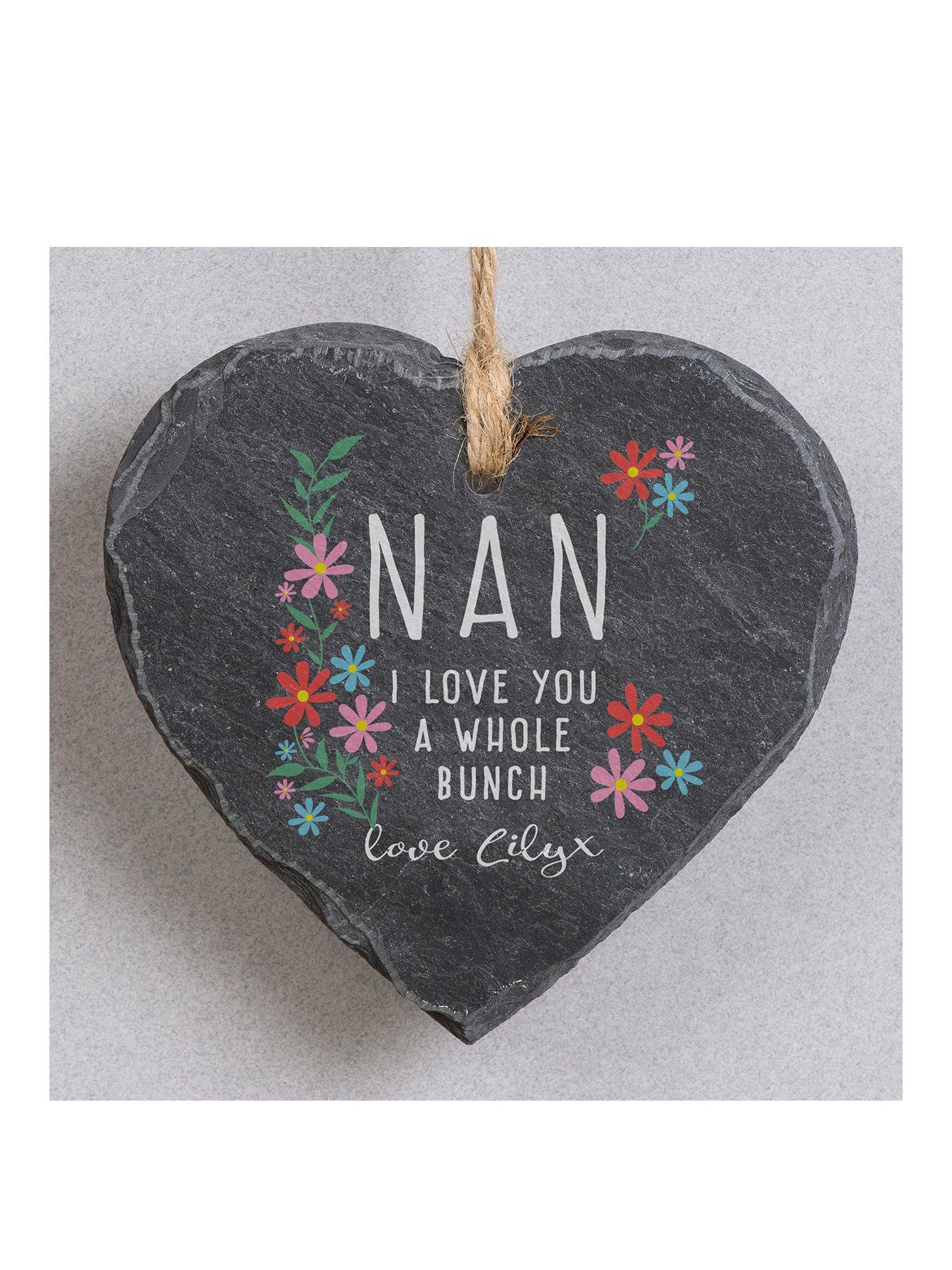 Product photograph of The Personalised Memento Company Personalised Nan I Love You A Whole Bunch Hanging Slate from very.co.uk