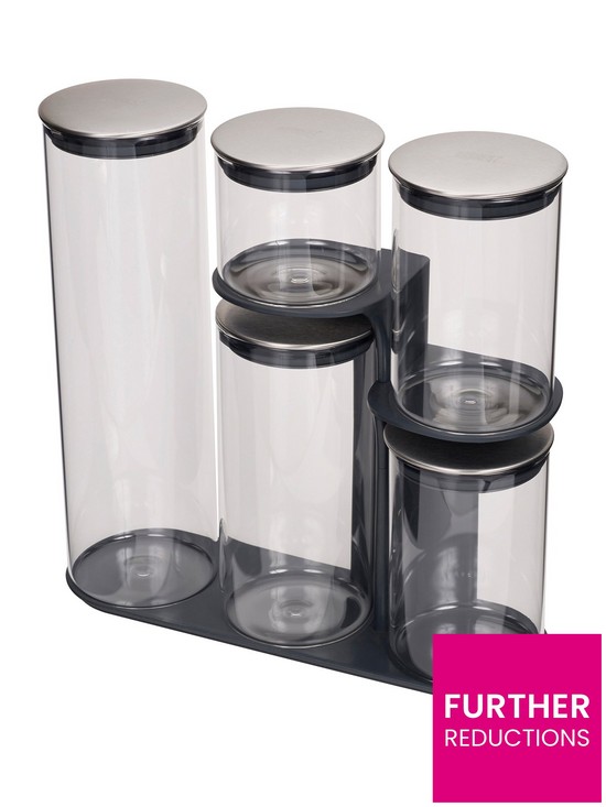 front image of joseph-joseph-podium-100-collection-5-piece-storage-jar-set-with-stand