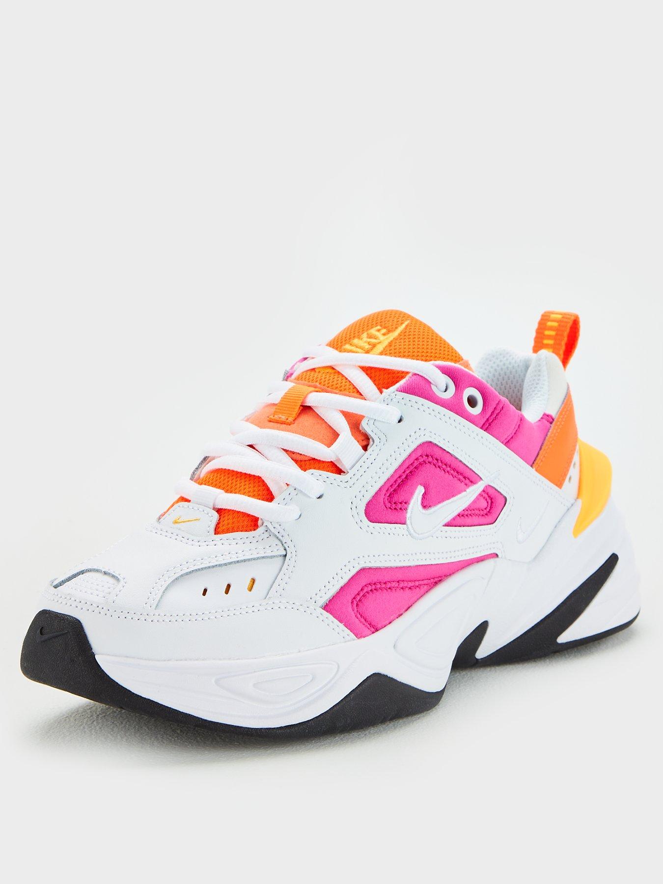 nike white and pink m2k tekno trainers