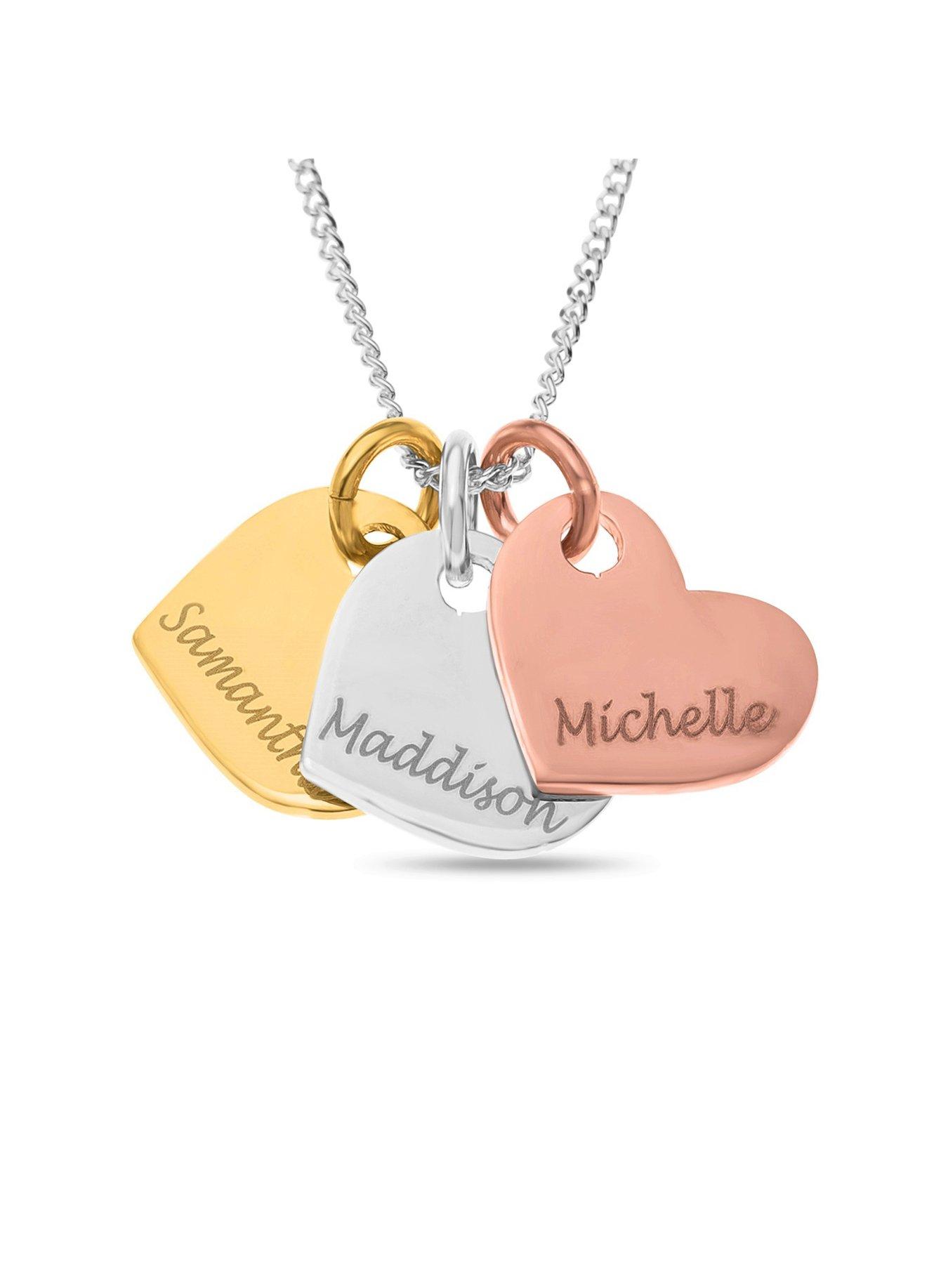 The Love Silver Collection Personalised Gold Plated Sterling Silver Tri-Colour Hearts Pendant Necklace review