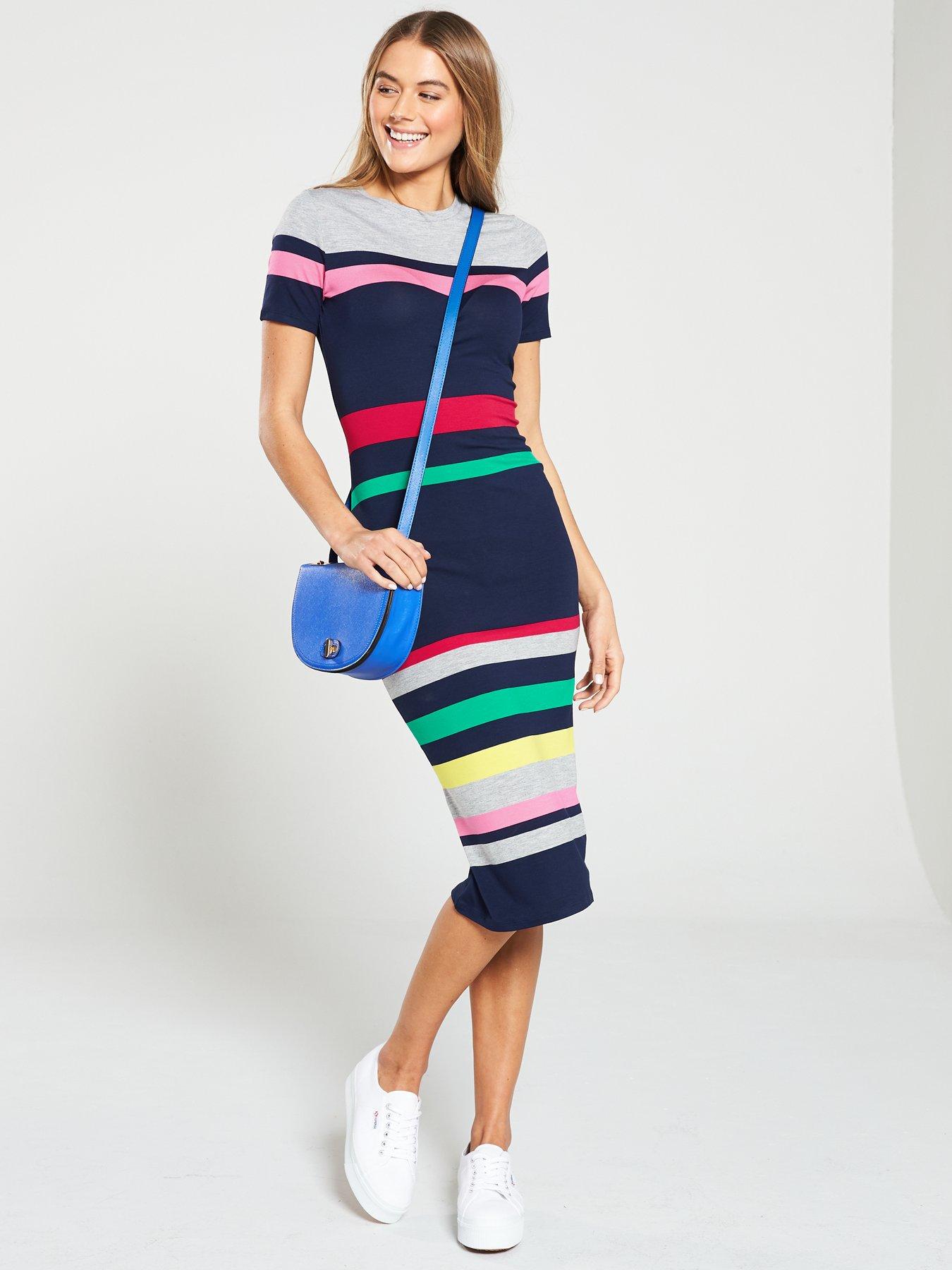 oasis rainbow stripe tube dress