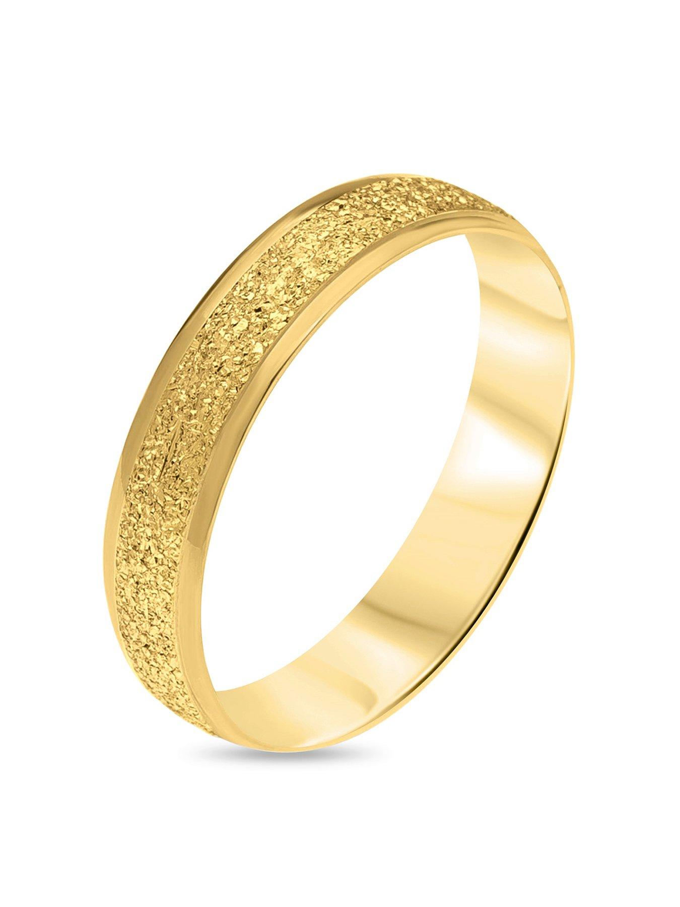 Product photograph of Love Gold 9ct Gold Diamond Cut Sparkle 4mm D Shape Wedding Band from very.co.uk