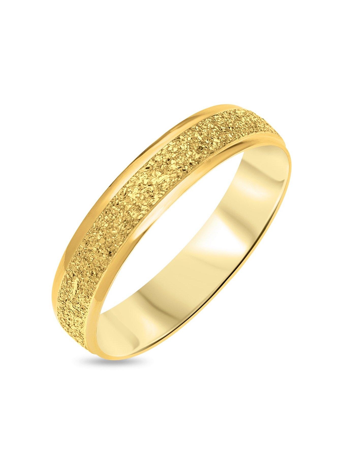 Image 2 of 4 of The Love Collection 9ct Gold Diamond Cut Sparkle 4mm D Shape Wedding Band