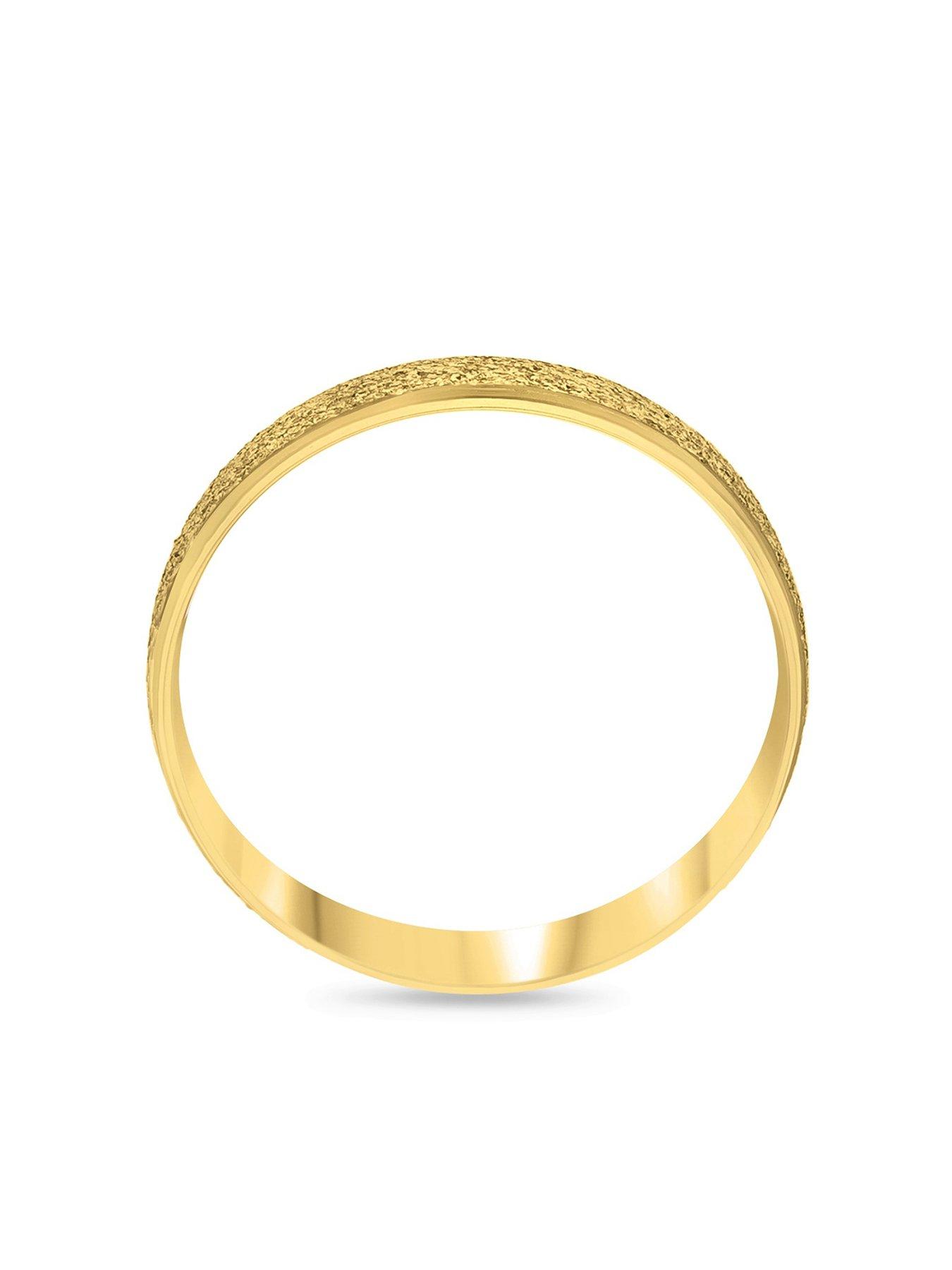 9ct Gold Diamond Cut Sparkle 4mm D Shape Wedding Band