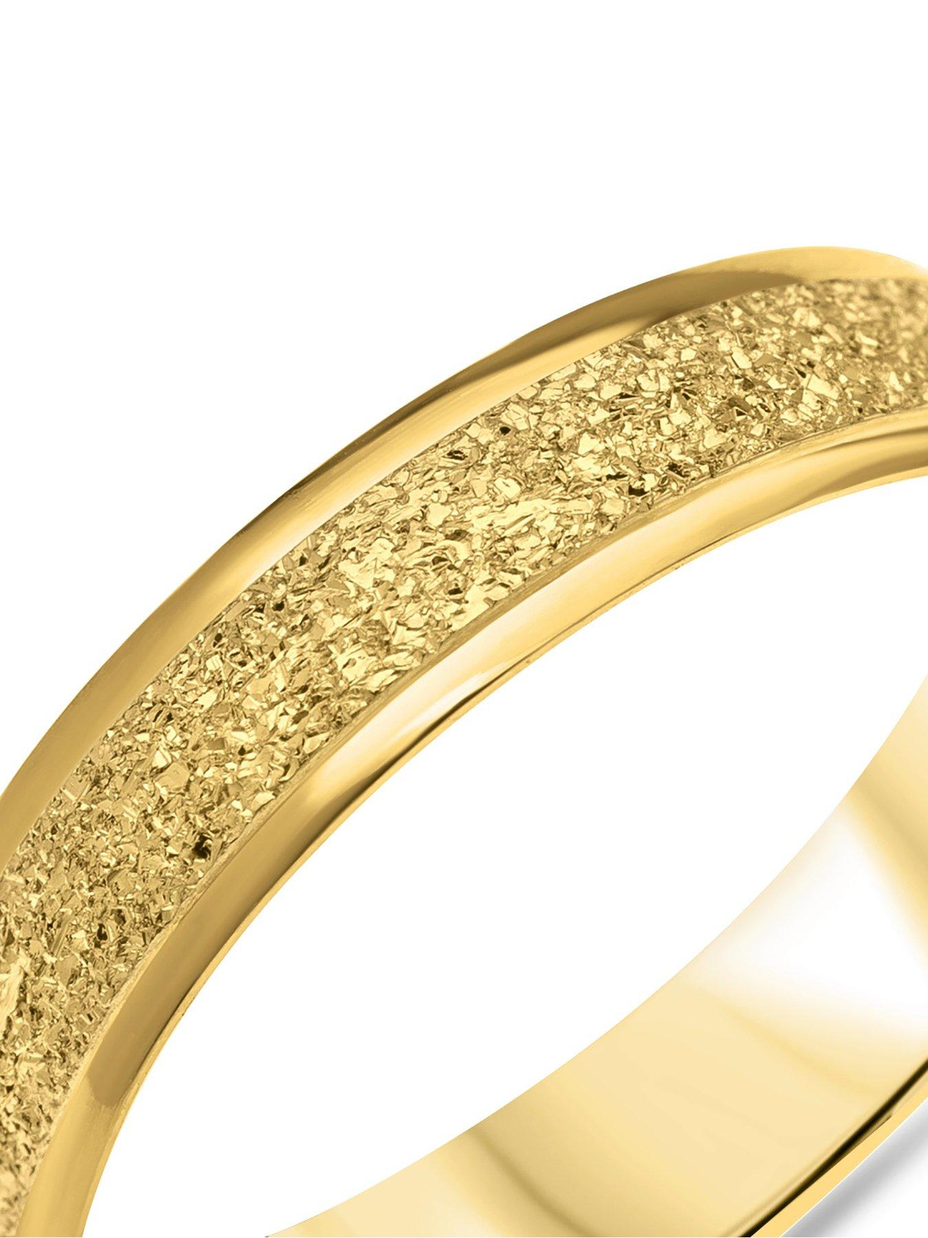 Image 4 of 4 of The Love Collection 9ct Gold Diamond Cut Sparkle 4mm D Shape Wedding Band