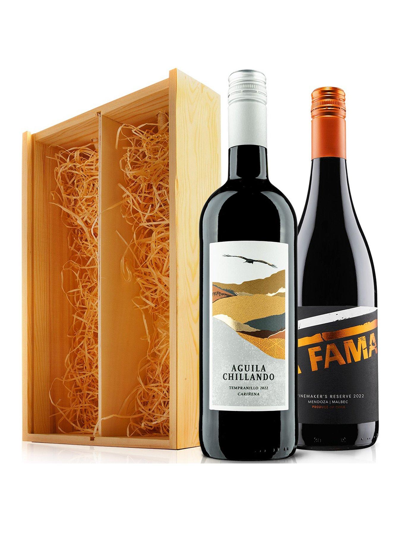 Virgin Wines Two Bottles of Red Wine In a Wooden Giftbox