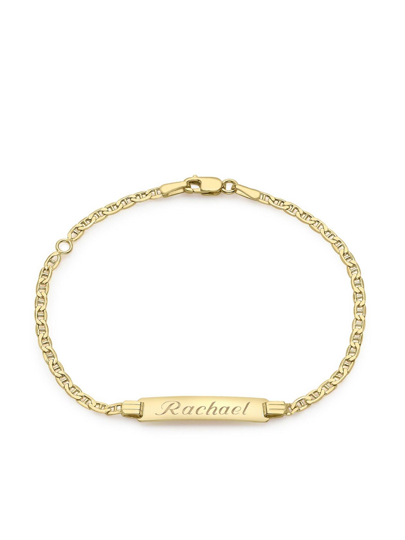 Love GOLD 9ct Gold Flat Chain ID Bar Bracelet very