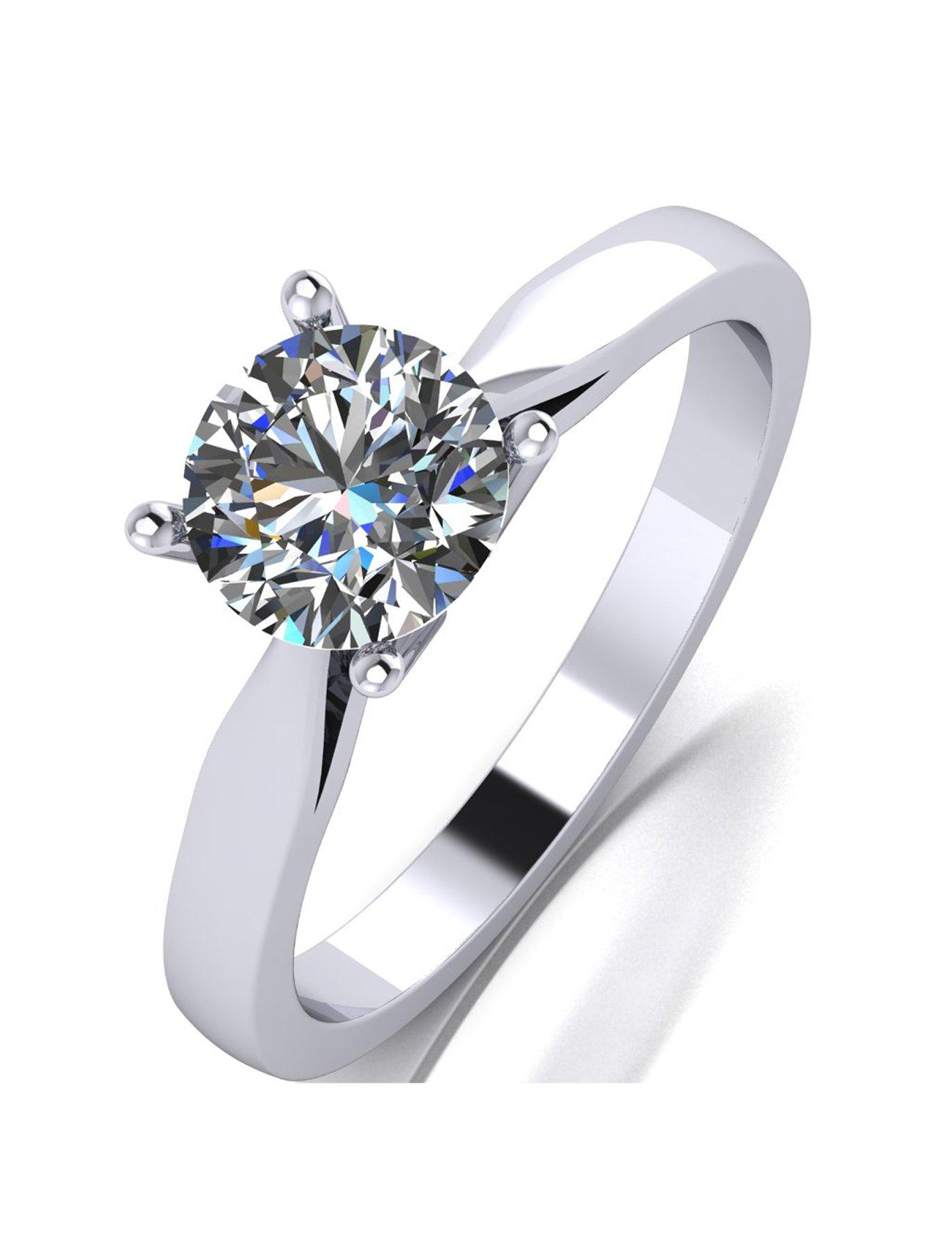 Product photograph of Moissanite Platinum 1ct Moissanite Solitaire Ring from very.co.uk