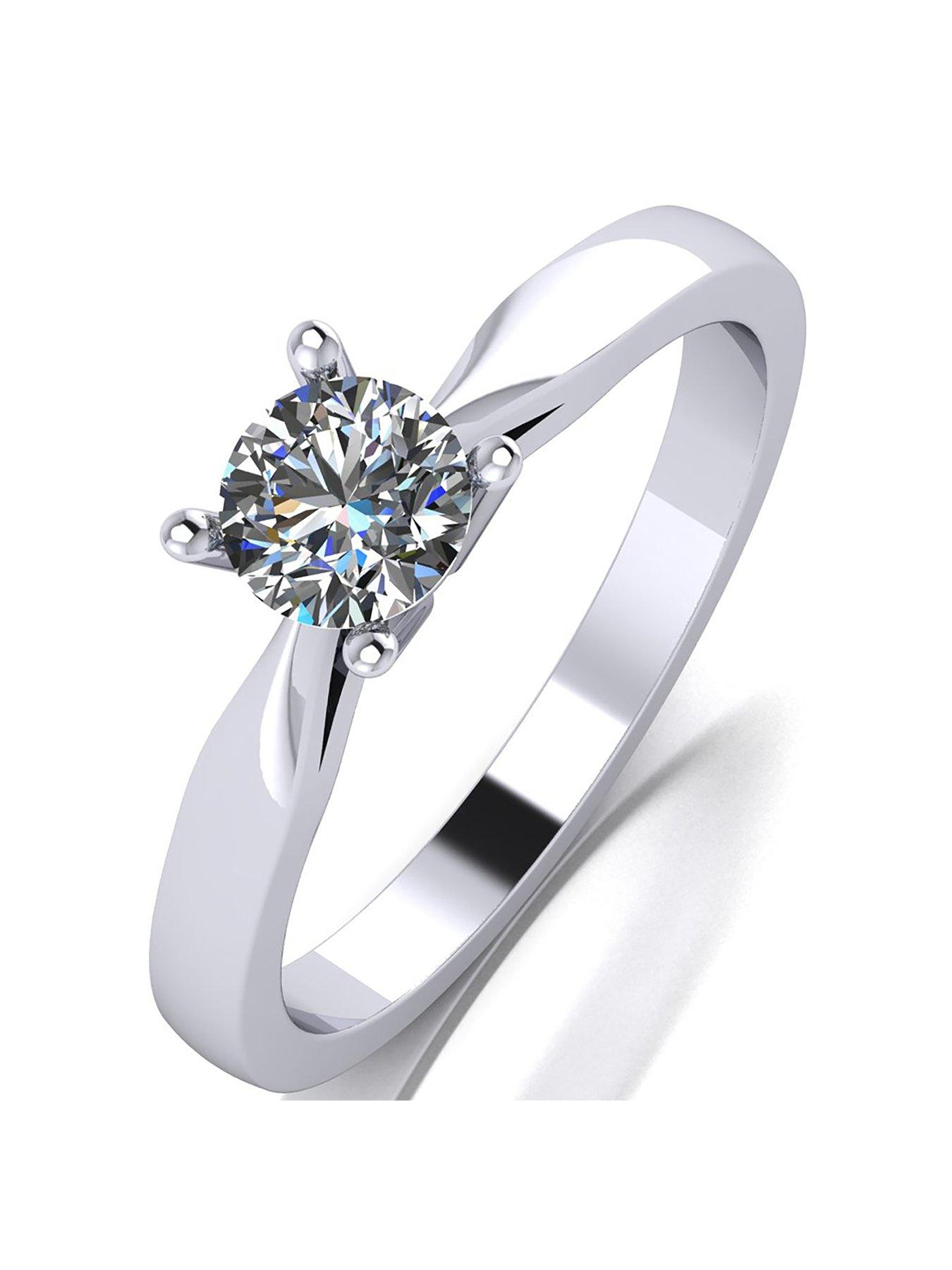 Product photograph of Moissanite Platinum 1 2ct Moissanite Solitaire Ring from very.co.uk