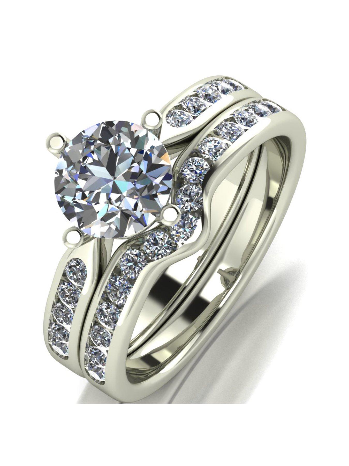 Moissanite 9ct Gold 1.5 Carat Eq Two Piece Bridal Set