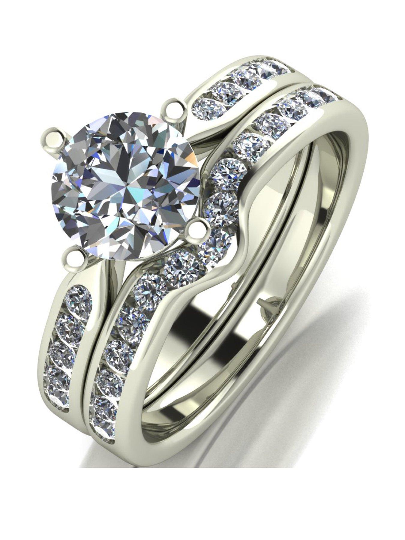 Moissanite 9ct Gold 1.5 Carat Eq Two Piece Bridal Set