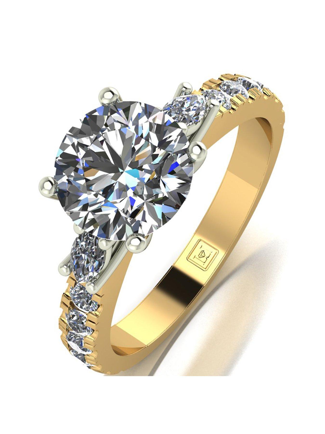 9ct Gold Ring 2ct Moissanite Solitaire Diamond Unique Engagement Ring