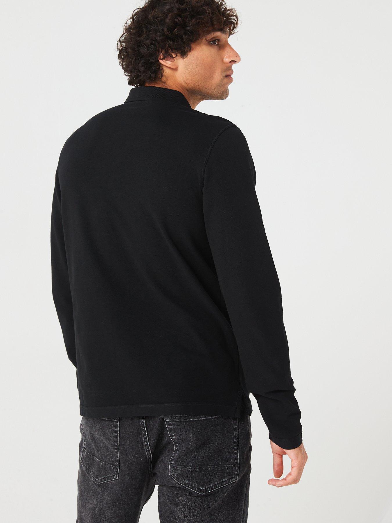 Image 2 of 6 of AllSaints Reform Long Sleeve Polo Shirt - Black