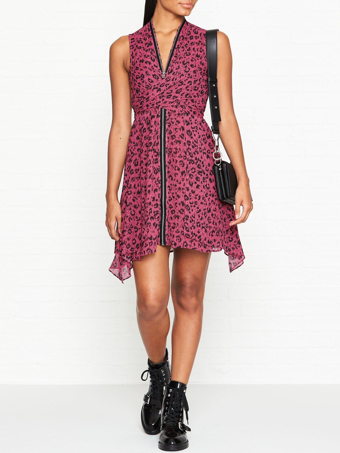 all saints pink leopard dress