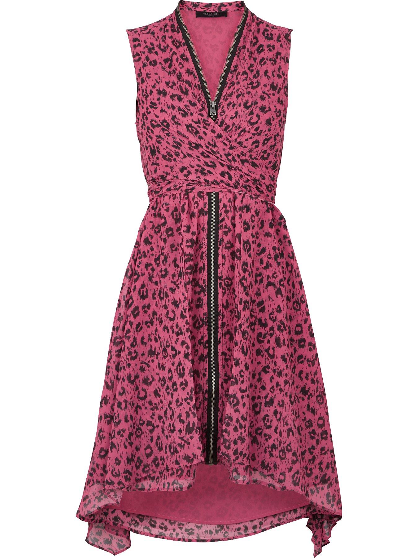 all saints pink leopard dress