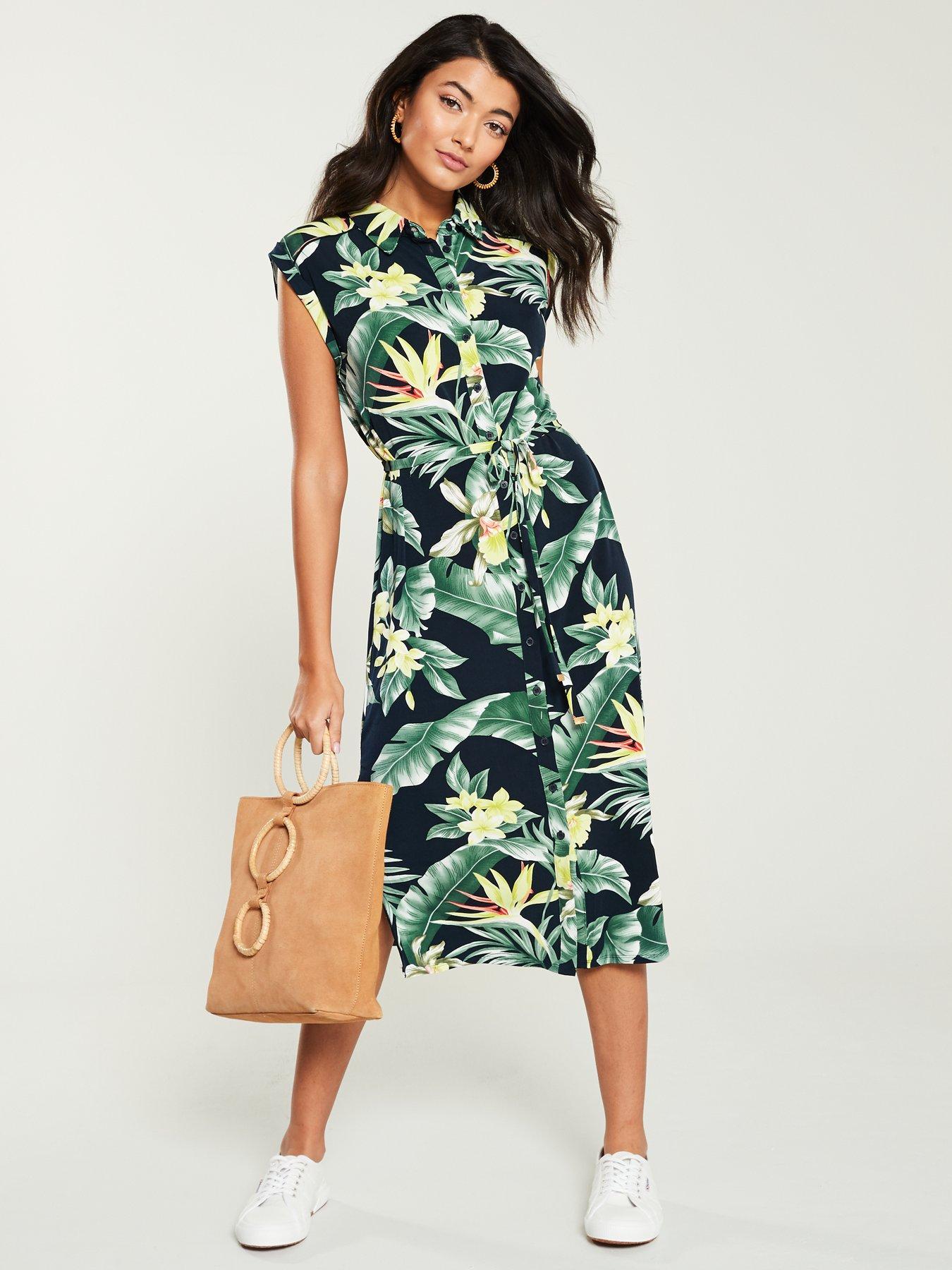 oasis tropical midi shirt dress