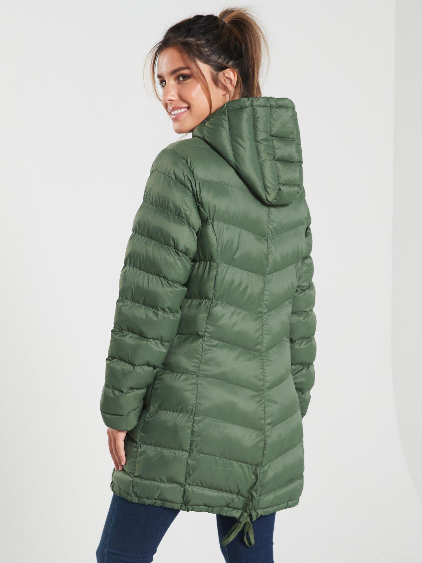 Trespass Rianna Long Padded Jacket - Basil Green | very.co.uk