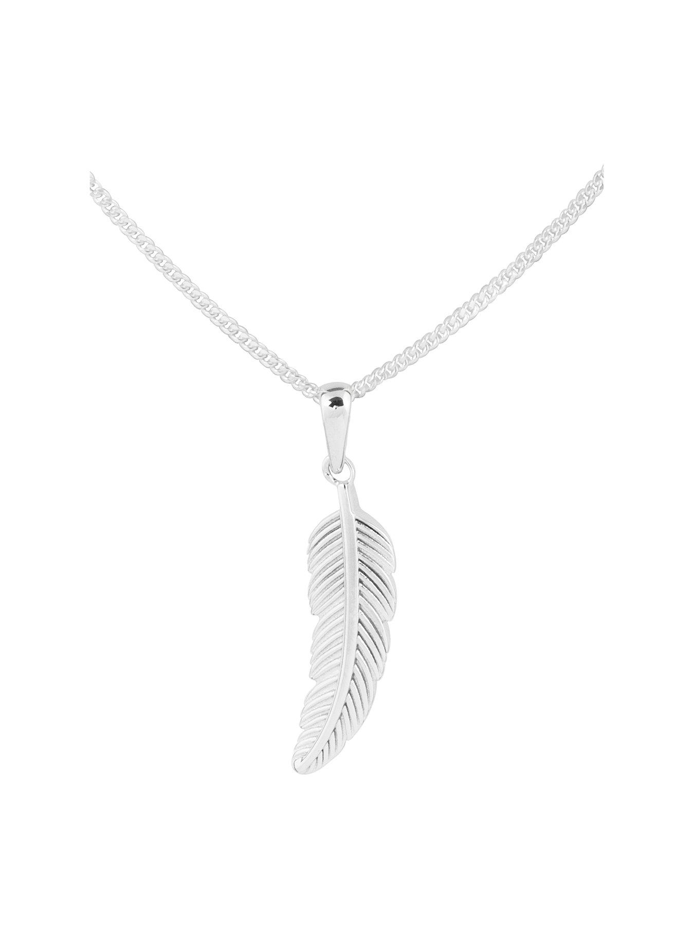 Product photograph of The Love Collection Sterling Silver Leaf Pendant Necklace from very.co.uk
