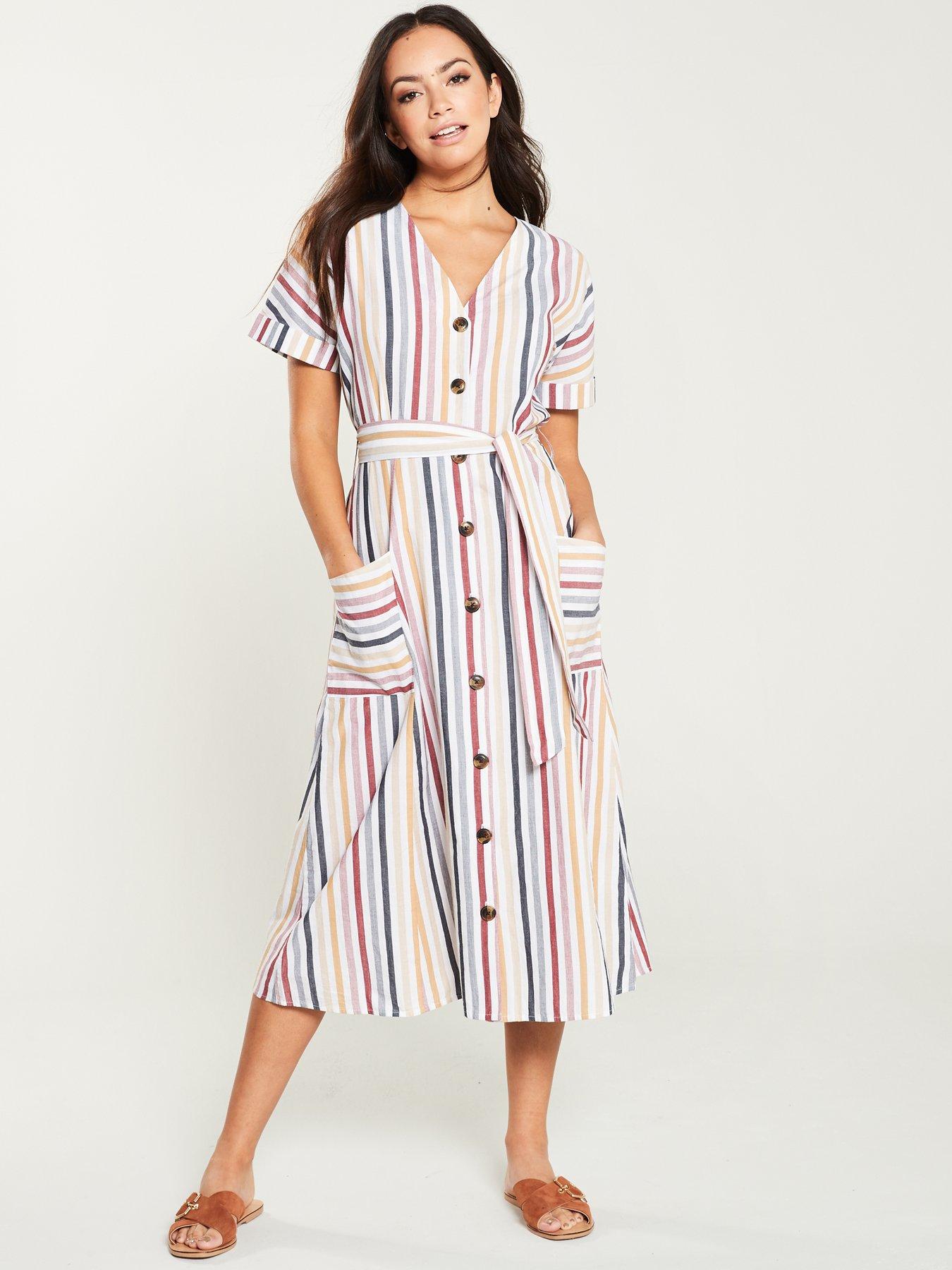 warehouse stripe midi dress